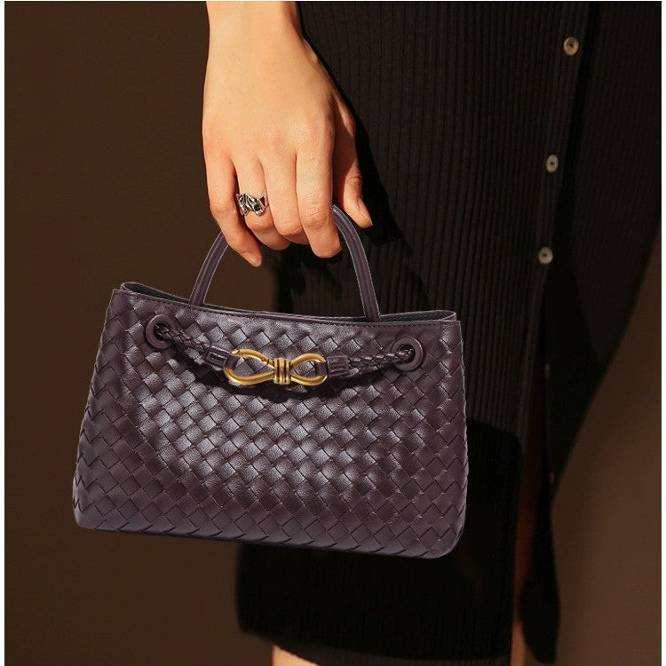 Horizontal Hand-Woven Bag Large-Capacity Shoulder Crossbody Bag Women'S Casual Commuting High-End Handbag - Image 4