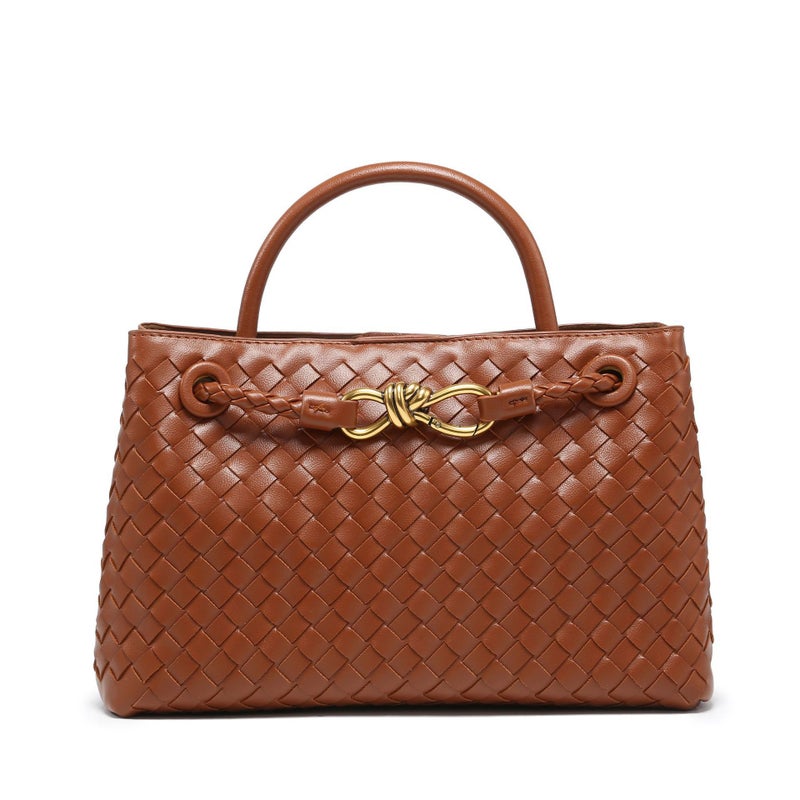 Horizontal Hand-Woven Bag Large-Capacity Shoulder Crossbody Bag Women'S Casual Commuting High-End Handbag - Image 1