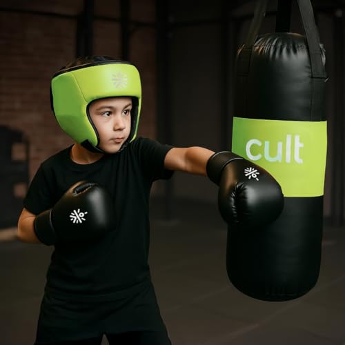 Cult Kids Boxing Kit with Punching Bag, Gloves & Headgear – Durable PU Leather, Safe & Comfortable Training Set for Boys & Girls Ages 5-10 – Ideal for Fitness, Discipline & Fun – Green - Image 2