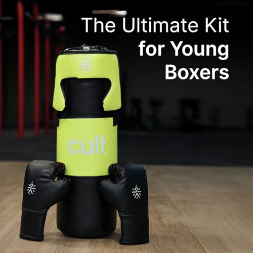 Cult Kids Boxing Kit with Punching Bag, Gloves & Headgear – Durable PU Leather, Safe & Comfortable Training Set for Boys & Girls Ages 5-10 – Ideal for Fitness, Discipline & Fun – Green - Image 3