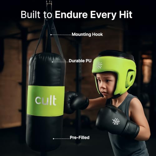Cult Kids Boxing Kit with Punching Bag, Gloves & Headgear – Durable PU Leather, Safe & Comfortable Training Set for Boys & Girls Ages 5-10 – Ideal for Fitness, Discipline & Fun – Green - Image 5