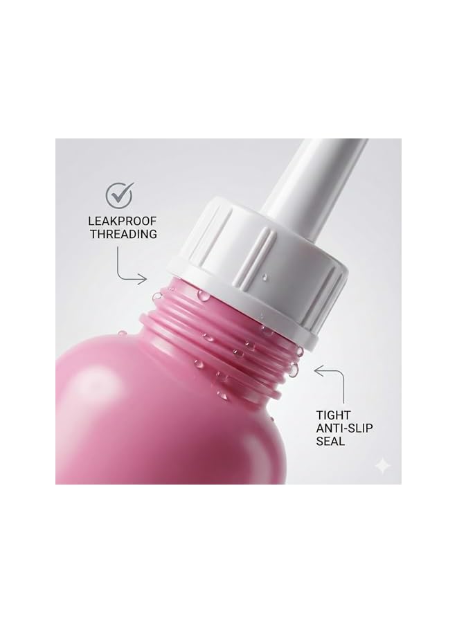 S-TOP Portable Travel Bidet Bottle (500ml, Pink) – Large Shattaf Peri Bottle with Angled Nozzle for Gentle Personal Hygiene, Postpartum & Pregnancy Care – Soft Squeeze Design, Leakproof, Includes Dust Cover - Image 3