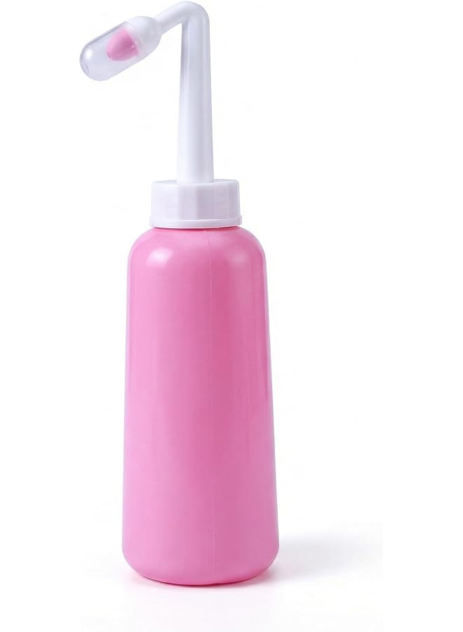 S-TOP Portable Travel Bidet Bottle (500ml, Pink) – Large Shattaf Peri Bottle with Angled Nozzle for Gentle Personal Hygiene, Postpartum & Pregnancy Care – Soft Squeeze Design, Leakproof, Includes Dust Cover - Image 1