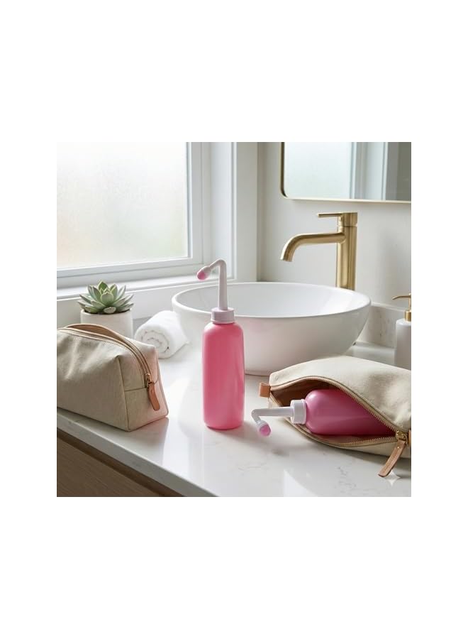 S-TOP Portable Travel Bidet Bottle (500ml, Pink) – Large Shattaf Peri Bottle with Angled Nozzle for Gentle Personal Hygiene, Postpartum & Pregnancy Care – Soft Squeeze Design, Leakproof, Includes Dust Cover - Image 2