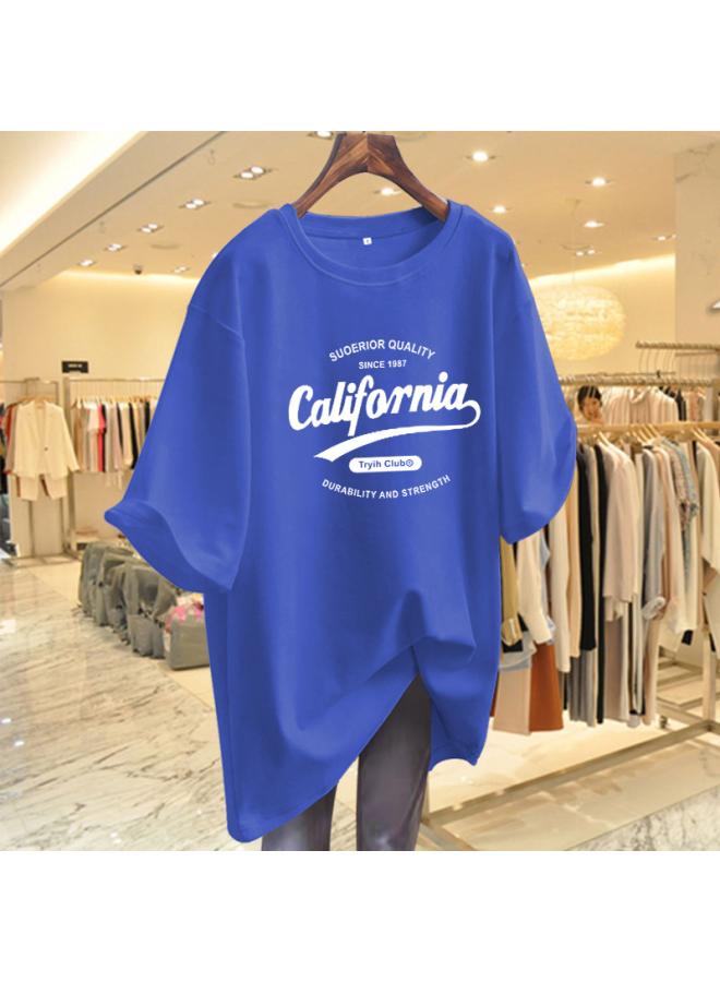 VUELO Casual Mid-length Short-sleeved T-shirt Women's Summer New Loose Slimming Letter Printed Half-sleeved Top 