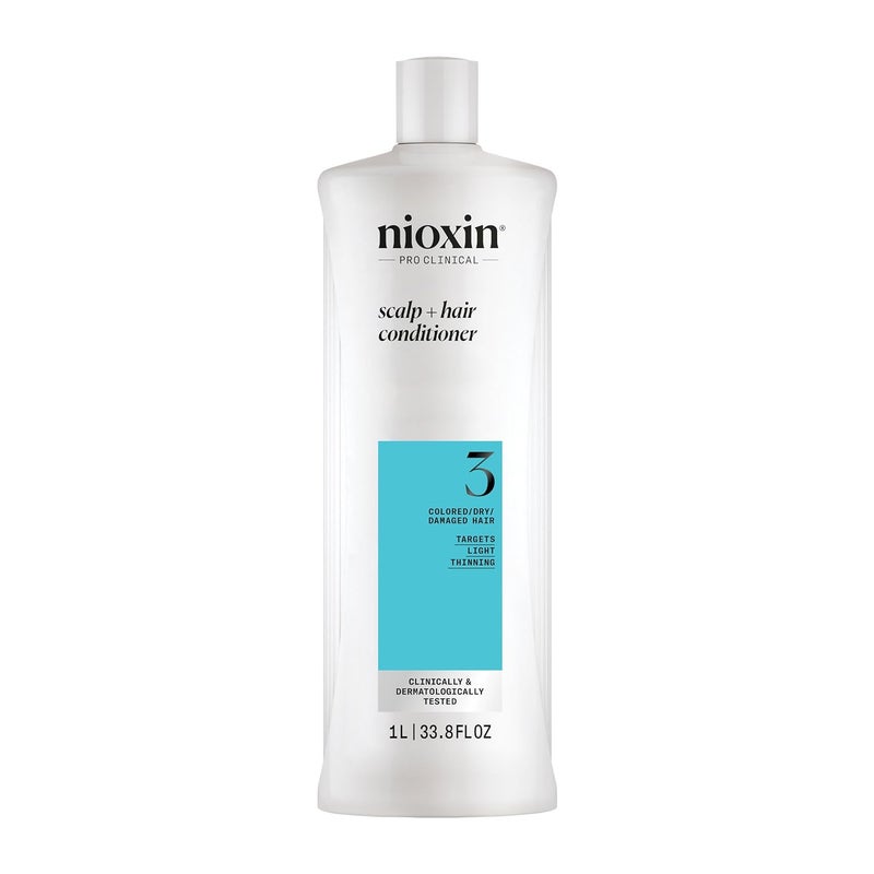 Nioxin System 3 Scalp + Hair Conditioner |For Colored or Damaged Hair with Light Thinning| With Niacinamide and Biotin