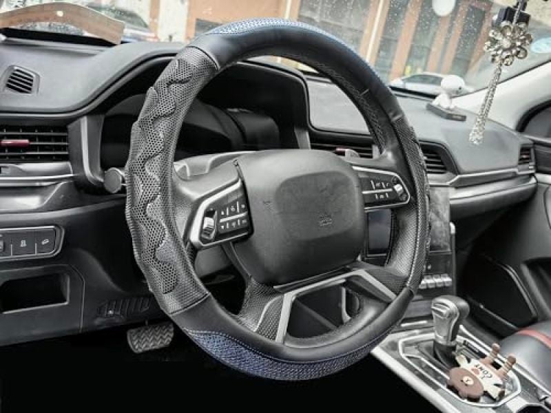Microfiber Leather Steering Wheel Cover 15 Inch Non-Slip Breathable 3D Silicone Grip - Wear-Resistant Wrap for Ford Mustang Bronco F-150 - Image 5