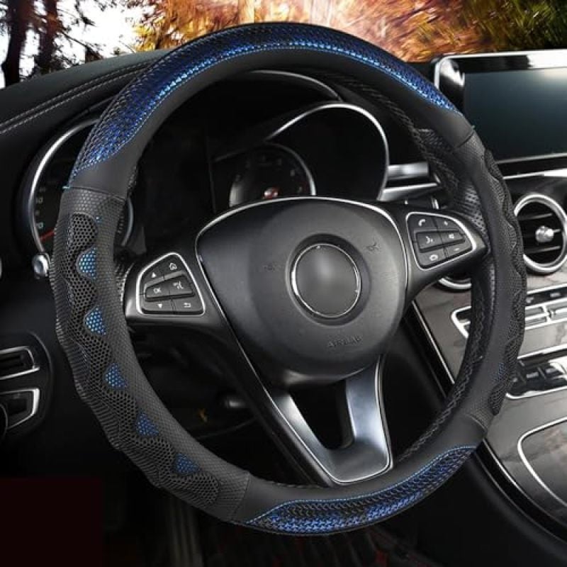 Microfiber Leather Steering Wheel Cover 15 Inch Non-Slip Breathable 3D Silicone Grip - Wear-Resistant Wrap for Ford Mustang Bronco F-150 - Image 2