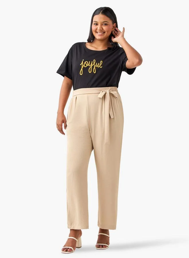 Ulla Popken Plus Size Ulla Popken Embroidered T-shirt with Short Sleeves