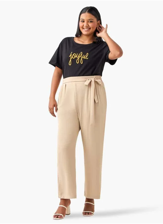  أولا بوبكن Plus Size Ulla Popken Embroidered T-shirt with Short Sleeves