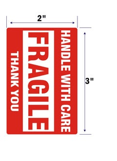 FungLam [1 Roll, 500 Labels] 2" X 3" Fragile Stickers Handle With Care Warning Packing/Shipping Labels - Permanent Adhesive  - Image 2