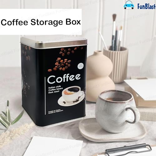FunBlast Tea, Coffee, Sugar Storage Boxes - Multipurpose Tin Storage Organizer for Home and Kitchen Accessories, Jar Set for Home & Kitchen Storage Box, Dabba Container - 2000 ML (Coffee) - Image 5