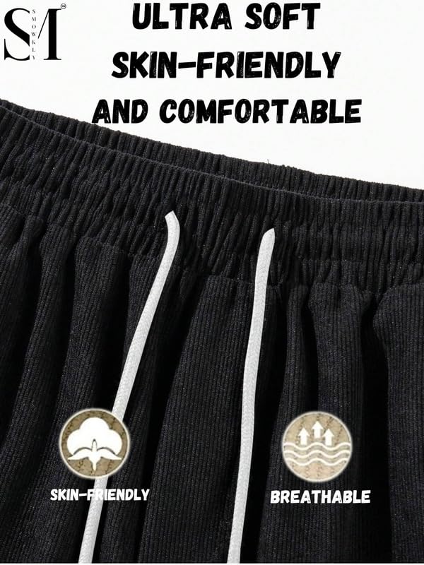 SMOWKLY Men's Premium Polycotton Casual Ribbed Shorts || Elastic & Drawstring Waist with 2 Pocket || Loose Fit Lightweight Burmuda Perfect for Workout, Beach & Summer ||Shorts Pant for Men - Image 4