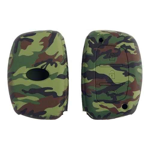 Keyzone® Camouflage Silicone Key Cover fit for i20, Creta, Venue, Tucson, Alcazar, Verna, Xcent, Aura, Elantra (3 Button Smart Key, Camouflage Green) - Image 1