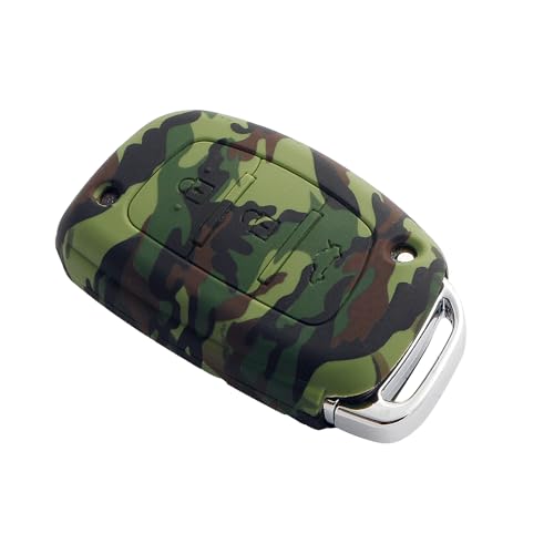 Keyzone® Camouflage Silicone Key Cover fit for i20, Creta, Venue, Tucson, Alcazar, Verna, Xcent, Aura, Elantra (3 Button Smart Key, Camouflage Green) - Image 2
