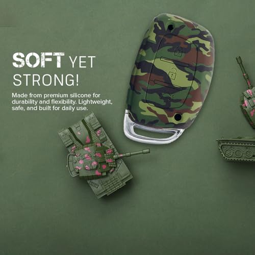 Keyzone® Camouflage Silicone Key Cover fit for i20, Creta, Venue, Tucson, Alcazar, Verna, Xcent, Aura, Elantra (3 Button Smart Key, Camouflage Green) - Image 5