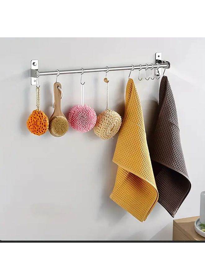 Wall Mounted Kitchen Organizer Rack With 4 Hooks No Drilling Required Rust Resistant - Image 3
