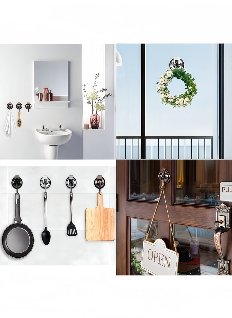 Peachjoy Suction Cup Hooks for Shower, 2 Pack Heavy Duty Vacuum Suction Shower Hooks, Waterproof Bathroom Towel Hooks for Hanging, No Punching Robe Hooks, Reusable Wreath Hanger  - Image 3