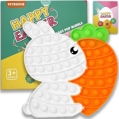 PETBSNVB Easter Bunny Poppers Bunny Carrot Pop Bubble Fidget Sensory Toy Puzzle Popper Easter Gifts for KidsToddler Easter Basket for Toddlers Girl Easter Toys Stocking Easter Basket Stuffers White - Image 1