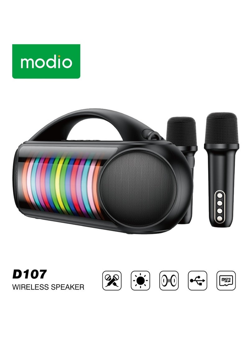موديو D107 Modio مكبر صوت لاسلكي محمول كاريوكي دي جي ضوء ليزر واثنين من الميكروفون - Image 1