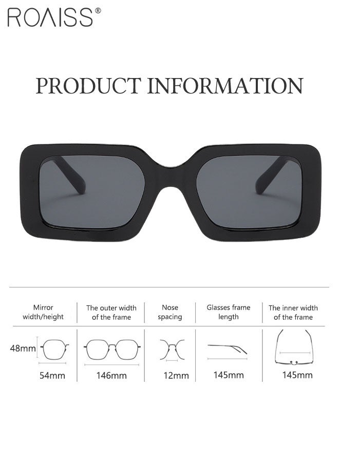 رويس نظارة شمسية مستطيلة للنساء قطعتين، نظارات شمسية للحماية من الأشعة فوق البنفسجية 400، نظارات زخرفية عتيقة لحفلات الهواء الطلق والتصوير الفوتوغرافي في الشوارع، باللونين الأبيض والأسود - Image 3