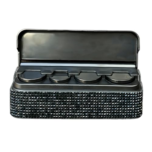 UHANBUT Bling Coin Holder for Car Portable Crystal Rhinestone Automotive Coin Change Organizer with 4 Compartments Universal Sparkling Cars Storage Box Money Dispenser for Vehicles Black - Image 1