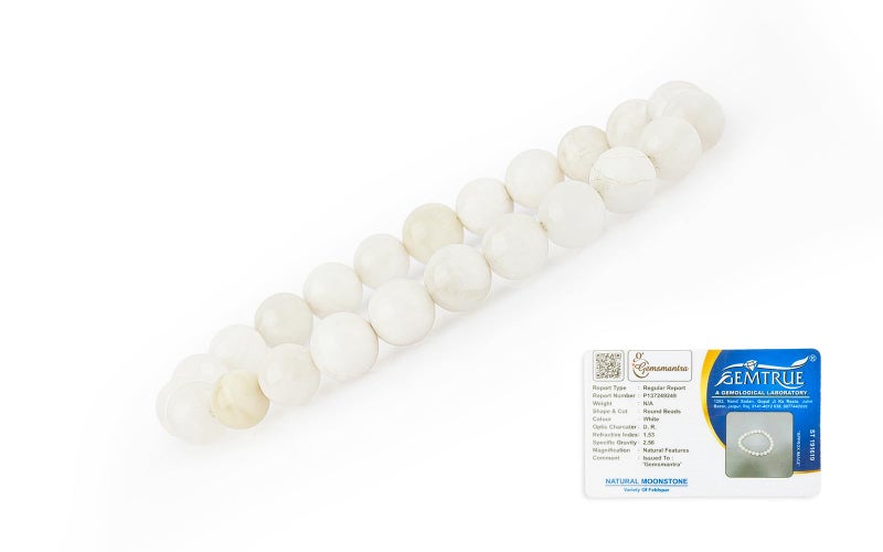 GEMSMANTRA Moonstone Stretchable Crystal Bracelet | 8mm Round Cut Beads | Unisex Healing Bracelet for Men & Women | Enhances Emotional Balance & Spiritual Healing - Image 2