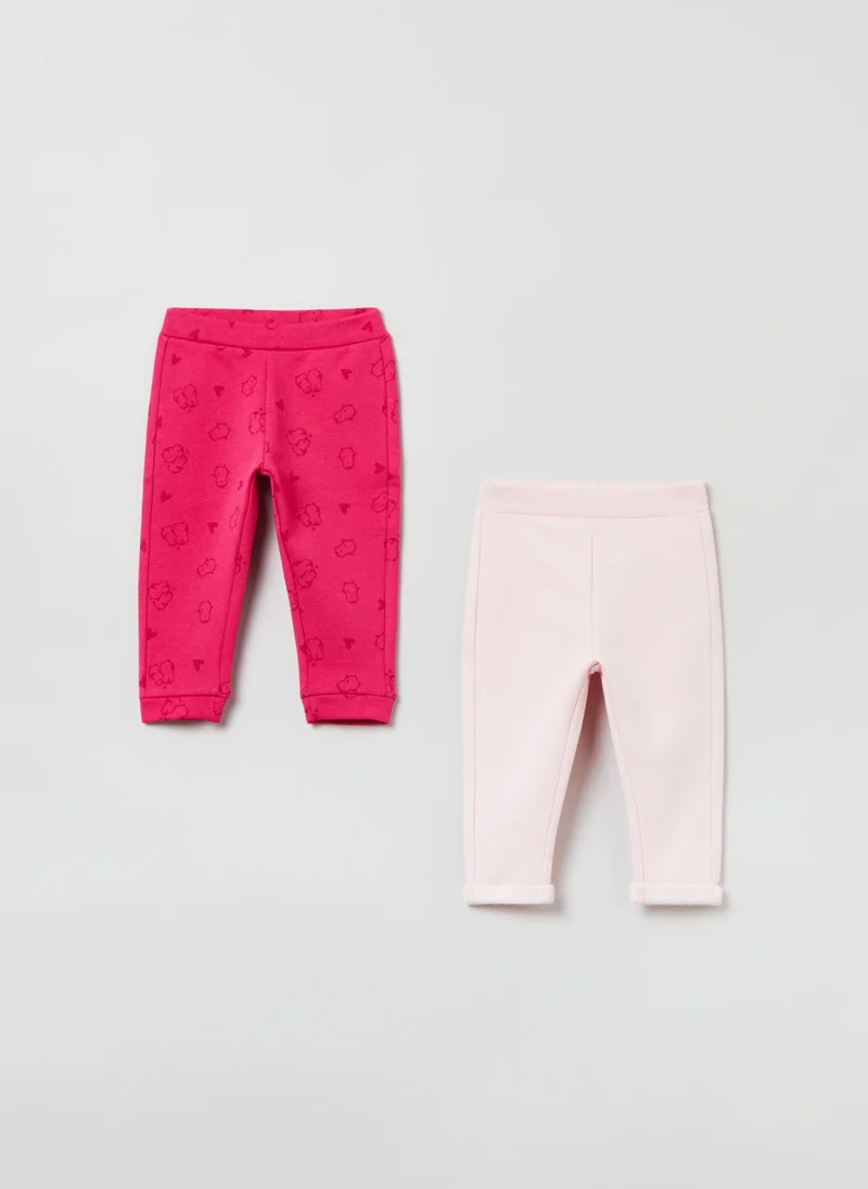 او في اس OVS Baby Girl Two-Pack Cotton Joggers With Print