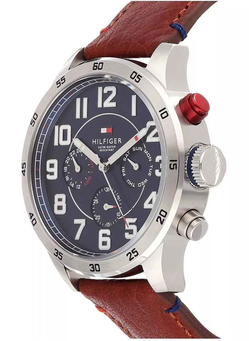 Tommy Hilfiger Plus Men's Quartz Stainless Steel Case and Leather Strap-1791066 46mm  - Image 2