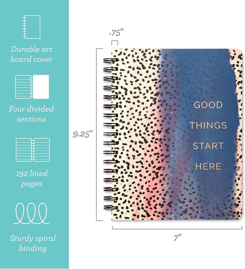 Compendium Spiral Notebook - Good Things Start Here — A Designer Spiral Notebook with 192 Lined Pages, College Ruled, 7.0”W x 9.25”H - Image 1