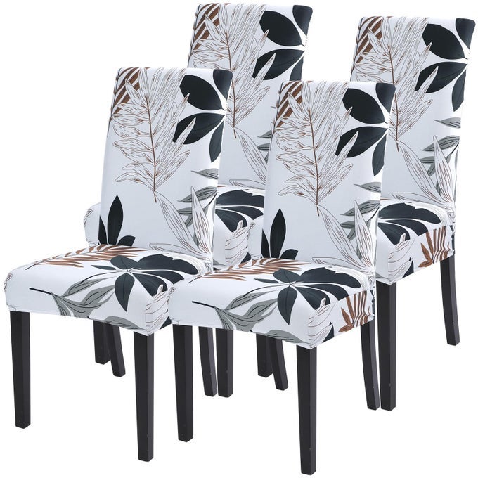 DINING ROOM CHAIR COVERS SLIPCOVERS SET OF 4 SPANDEX SUPER FIT STRETCH REMOVABLE WASHABLE KITCHEN PARSONS CHAIR COVERS PROTECTOR FOR DINING ROOMHOTELCEREMONYFLOWER PATTERN11
