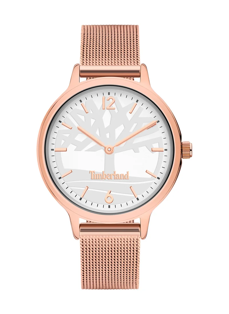 Timberland Moulton Women's Watch 34mm Analog Silver Dial Rose Gold Stainless Steel Strap
