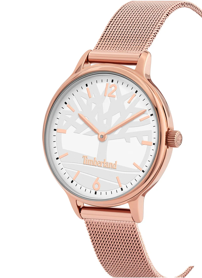 Timberland Moulton Women's Watch 34mm Analog Silver Dial Rose Gold Stainless Steel Strap