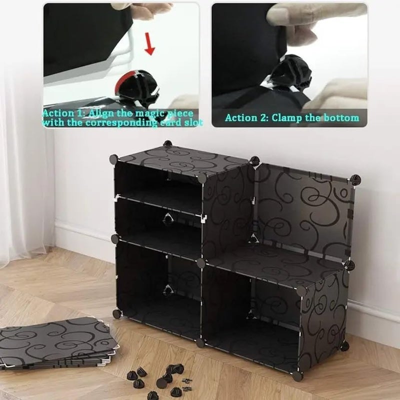 EXVITO Portable Shoe Rack for Home Plastic Shelves Household - 5 Door DIY Multipurpose Shoe Rack Organizer, Shoe Storage-Shelf with Dustproof Door Entryway - (Blackwhite, 6 Door) - Image 5