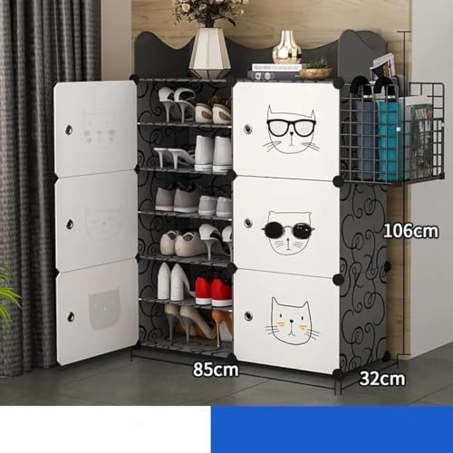 EXVITO Portable Shoe Rack for Home Plastic Shelves Household - 5 Door DIY Multipurpose Shoe Rack Organizer, Shoe Storage-Shelf with Dustproof Door Entryway - (Blackwhite, 6 Door) - Image 2