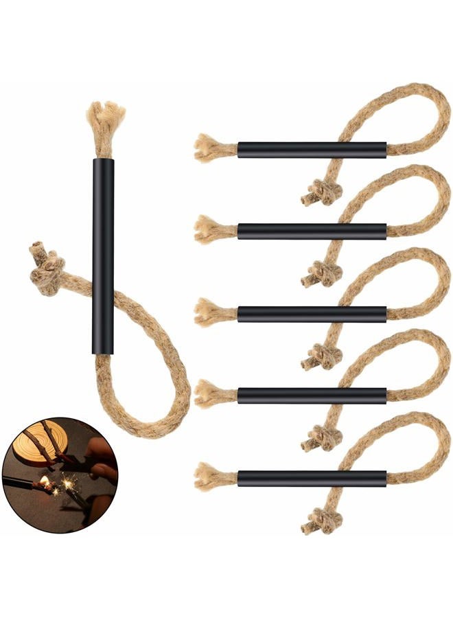BBTO 6 Pieces Jute Tinder Tube Waterproof Wax Wick Fire Starter Accessory with Aluminum Sleeve for Outdoor Camping Hiking Trekking Supplies - Image 1