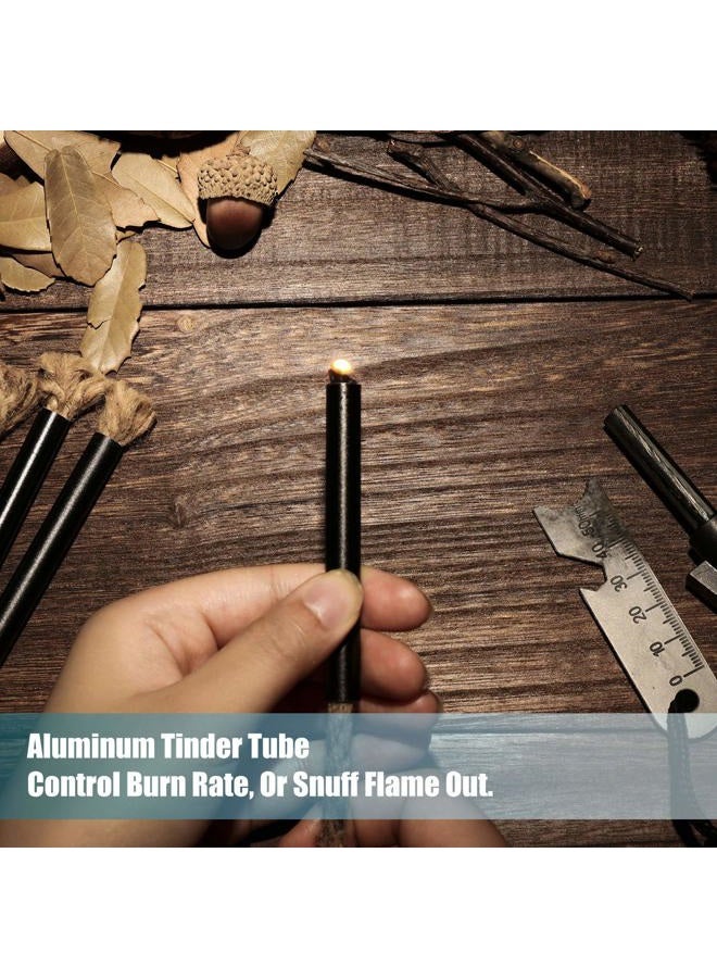 BBTO 6 Pieces Jute Tinder Tube Waterproof Wax Wick Fire Starter Accessory with Aluminum Sleeve for Outdoor Camping Hiking Trekking Supplies - Image 5