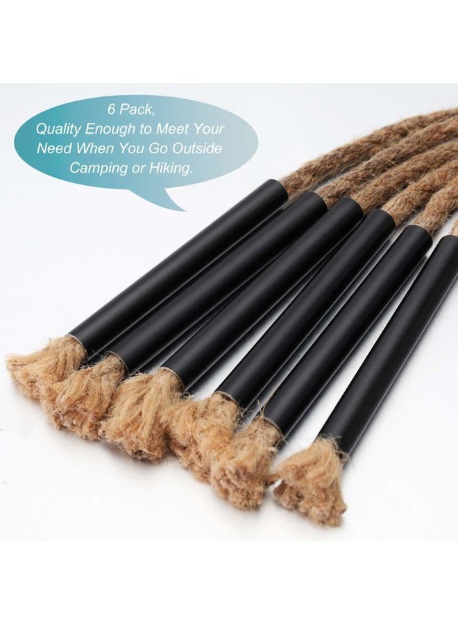 BBTO 6 Pieces Jute Tinder Tube Waterproof Wax Wick Fire Starter Accessory with Aluminum Sleeve for Outdoor Camping Hiking Trekking Supplies - Image 2