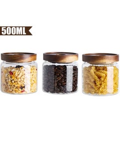 General 3 PCS Airtight Glass Storage Jar Borosilicate Glass Kitchen Canisters Glass Canister for Kitchen Pantry Organization Ideal for Coffee Nuts Cookie (500ml)  - Image 1