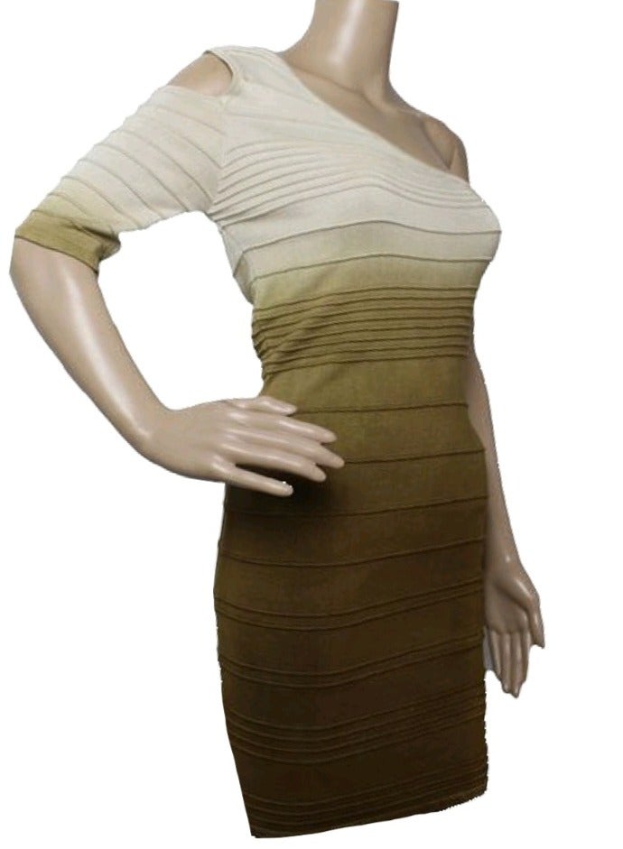 Women one shoulder knit lycra degrade short dress  - Image 1