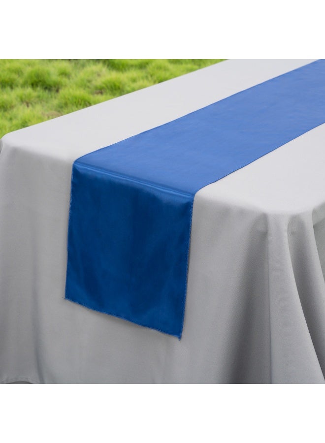 Restaurantware Table Tek 12 x 108 Inch Table Runners, 10 Satin Long Table Runners - Machine Washable, Decorative, Navy Blue Polyester Party Table Runners, For Weddings And Events, - Image 4