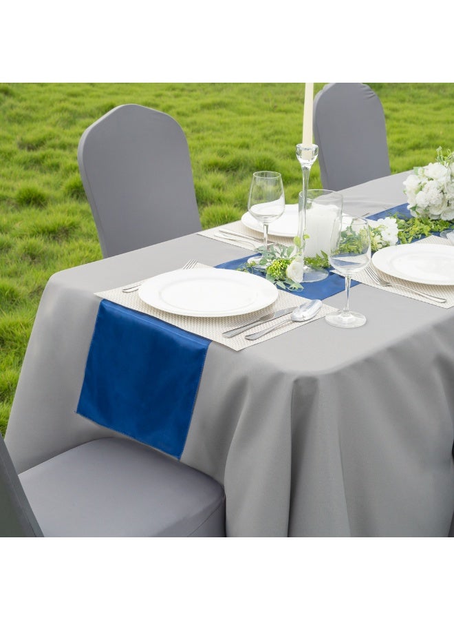 Restaurantware Table Tek 12 x 108 Inch Table Runners, 10 Satin Long Table Runners - Machine Washable, Decorative, Navy Blue Polyester Party Table Runners, For Weddings And Events, - Image 3