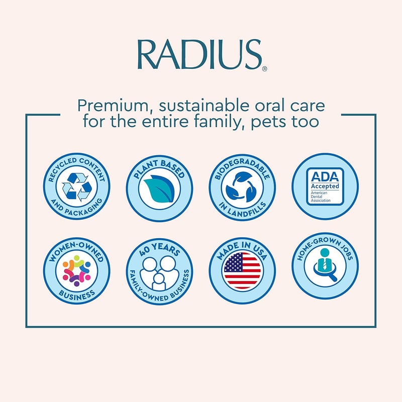 Radius Toddler Toothbrush and Toothpaste Bundle for Kids, 2 Pack Totz Plus Silky Soft Brush in White/Sapphire Blue and Green/Yellow and 1 Count Dragon Fruit Toothpaste, for Children 18 Months and Up - Image 3