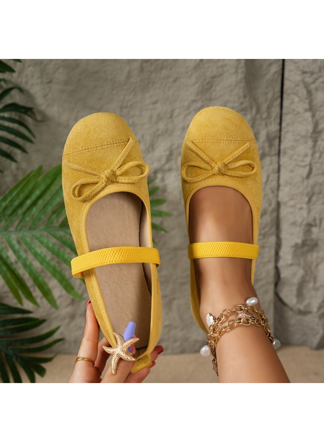 New Style Bow-knot Fabric Soft-soled Shallow-mouth Single Shoes For Women Single-strap Mary Jane Shoes For All Seasons