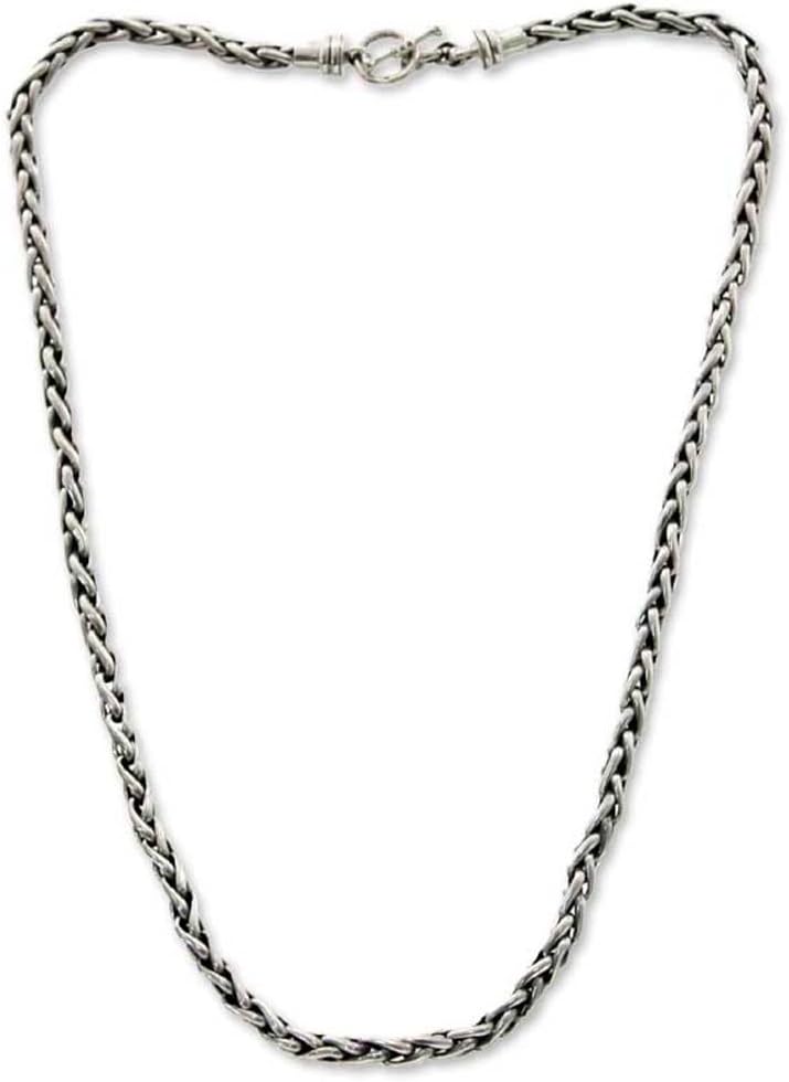 NOVICA .925 Sterling Silver Men's Chain Necklace, 22.25" - Handcrafted Sea Fern Design - Image 1