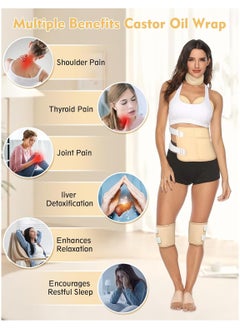 Ru syanl Castor Oil Pack Wrap 9pcs Reusable Organic Cotton Castor Oil Pack Kit for Shoulder Neck Waist Chest Knee and Feet Adjustable Compress Castor Oil Wrap Pads for Full-Body Relaxtion Anti-Oil Leak  - Image 2