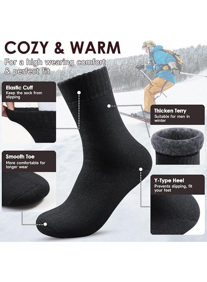 Thermal Socks For Men, Hiking Sock, Thick Winter Outdoors Warm Socks, Cozy Cushioned Moisture Wicking Socks (UAE/KSA, Alpha, One Size, Regular, Regular, 3, Black) - Image 3