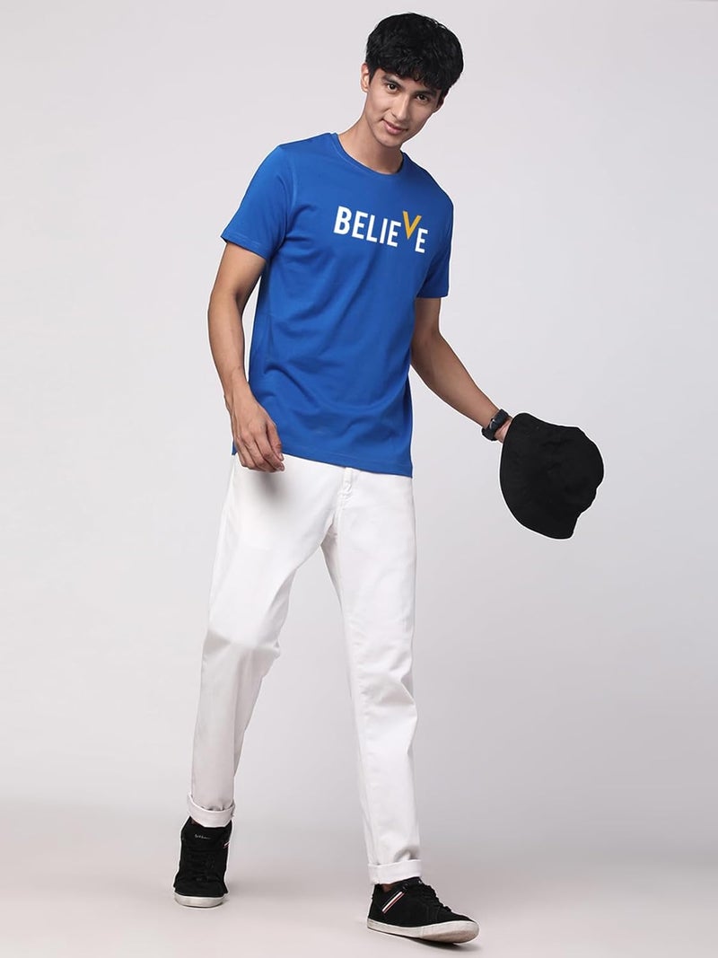 ADRO Men's Royal Blue Cotton Printed T-Shirt with Graphic Design - Image 4