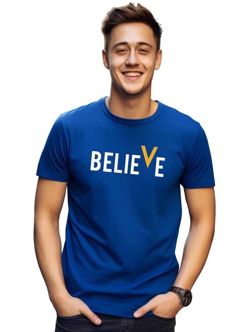 ADRO Men's Royal Blue Cotton Printed T-Shirt with Graphic Design - Image 1