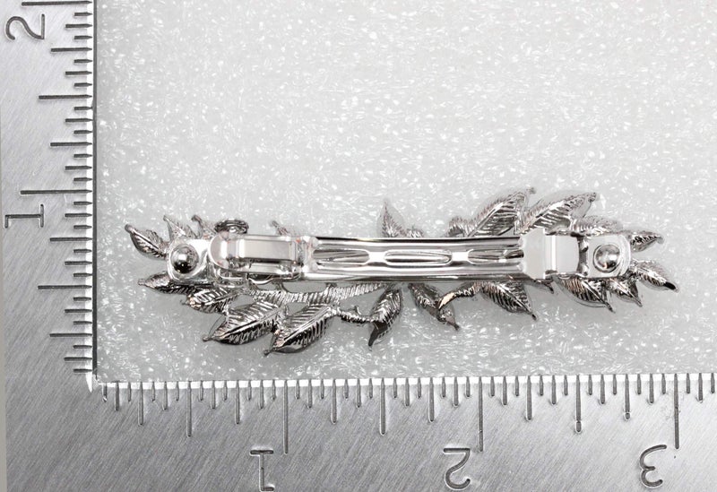 Faship Gorgeous Navy Blue Rhinestone Crystal Small Floral Hair Barrette Clip - Image 2